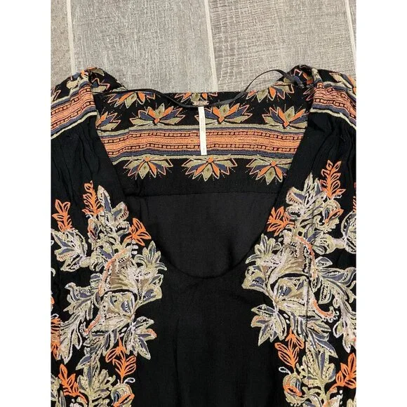 Free People Moonlight Drive Mini Dress Size Small Long Sleeve Lined Boho Peasant - Picture 13 of 16